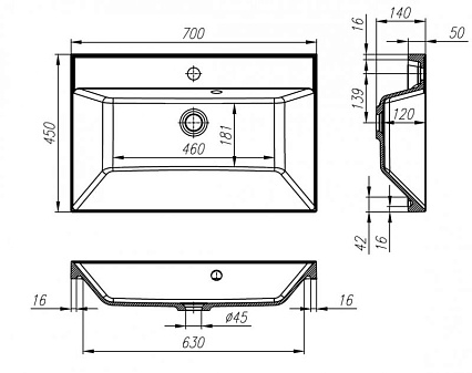 Тумба с раковиной BelBagno Vittoria 70 см Bianco Lucido