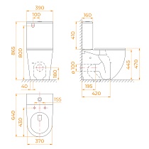 Унитаз-компакт RGW SW-03 безободковый, с микролифтом 67420103-01