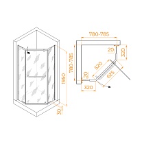 Душевой уголок RGW Passage PA-081B 80x80 черный, матовое 35088188-24