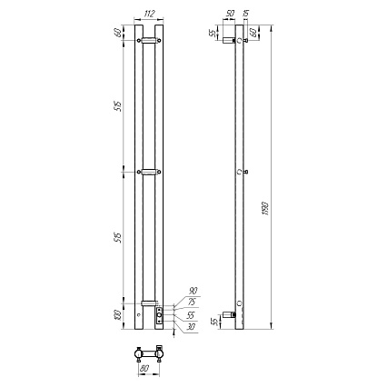 Полотенцесушитель электрический Point Деметра PN12812B П3 80x1200 диммер справа, черный