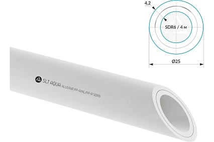 Труба SLT AQUA alustab pp-r/al/pp-r d25x4,2 sdr 6 (армированная алюминием) 4SLTPAL625