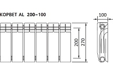 Алюминиевый радиатор Русский Радиатор Корвет 200х100 см, 12 секций 550064
