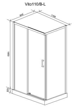 Душевой уголок Cerutti Vito 110x80 L, прозрачный, черный