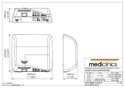 Сушилка для рук Mediclinics Speedflow M17A белый