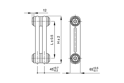 Стальной трубчатый радиатор Irsap TESI/2 565 EL22 CL.01 T25 / RR205652201A425N01