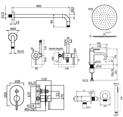 Душевой набор Plumberia IXO KITZXO15BO53 белый матовый