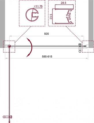 Душевая дверь BelBagno Uno 60x190 UNO-B-1-60-P-Cr рифленая