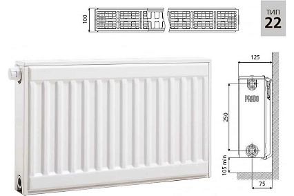 Стальной панельный радиатор Prado UNIVERSAL 22x300x2800 U223002800