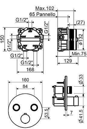 Смеситель для душа Plumberia IXO KITPSB1902CR термостат, хром