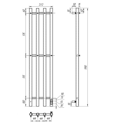 Полотенцесушитель электрический Point Деметра PN12832W П3 180x1200 диммер справа, белый