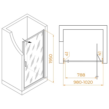 Душевая дверь RGW Stilvoll SV-05Gr 100x195 Ribbed, серый 70320510-1510