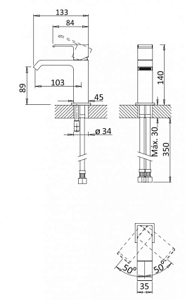 Смеситель для раковины Cezares PORTA-LS1-SS Sunset