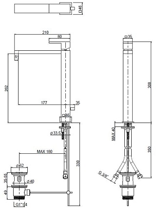 Смеситель для раковины Cezares UNIKA-LC-02-W0 бронза