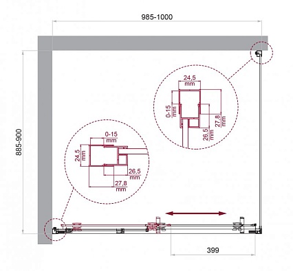 Душевой уголок BelBagno LUCE-AH-1-100/90-C-Cr 100x90 прозрачный, хром