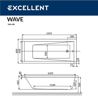 Акриловая ванна Excellent Wave 160x80