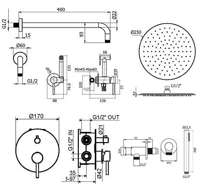 Душевой набор Plumberia IXO KITZXO18OR золото