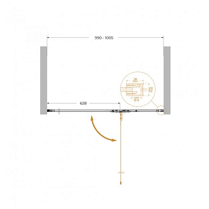 Душевая дверь Cezares Liner 100x195 прозрачная, хром LINER-B-12-100-C-Cr-R