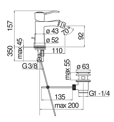 Смеситель для биде Nobili Sofi SI98119/1BR Ancient bronze