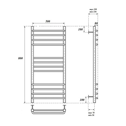 Полотенцесушитель электрический Point PN90158SE П12 50x80 хром