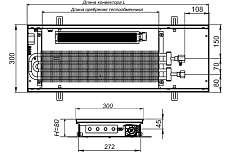 Внутрипольный конвектор с вентилятором, с решеткой KVZ KVZ-Vent-300-80-1400-2V-UA/RRA-300-1400-A