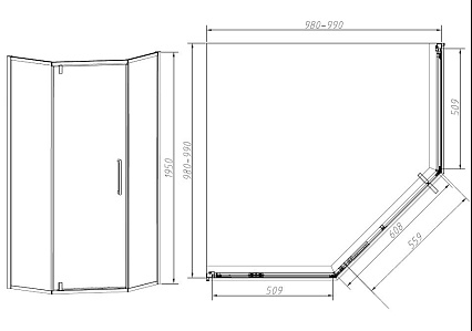 Душевой уголок Vincea Slim-N VSP-4SN100CLGM 100x100 вороненая сталь, прозрачный