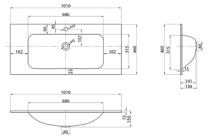 Тумба с раковиной BelBagno Kraft 100 см 1 ящик, полка Bianco Opaco