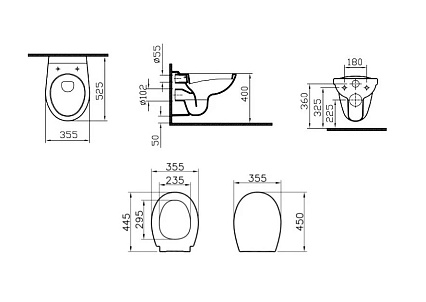 Подвесной унитаз VitrA Normus L-box 9773B003-7206 с микролифтом, инсталляцией