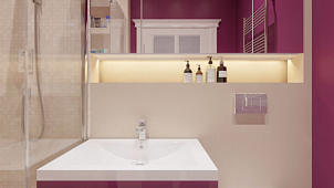 Дизайн проект ванной комнаты «Гранатовый браслет»