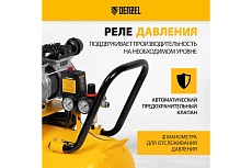 Безмаслянный малошумный компрессор Denzel DLS 1800/100,1800 Вт, 3x600, 100 л, 345 л/мин 58028