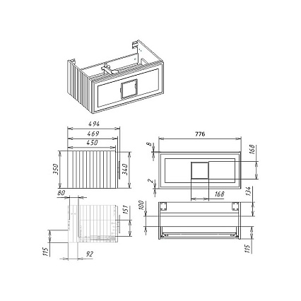 Тумба с раковиной La Fenice Cubo 80 см