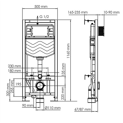 Инсталляция для унитаза WasserKRAFT Aller 10TLT.010.ME.MG01 с клавишей, матовое золото