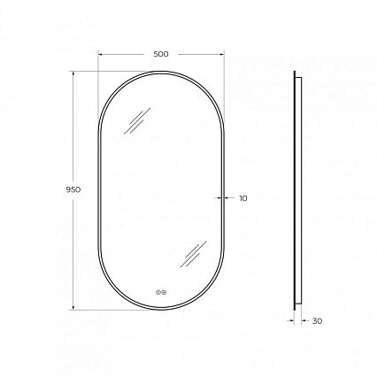 Зеркало Cezares Ellisse 50x95 см с подсветкой CZR-SPC-ELS-500-950-RGB-TCH