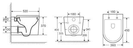 Подвесной унитаз Owl 1975 Curve Circel-H, безободковый, с микролифтом