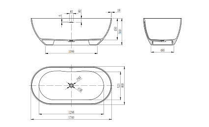 Ванна из искусственного камня Vincea VBT-4S04MW 170x80 см белый матовый