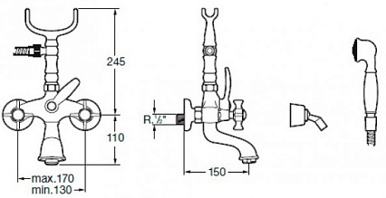 Смеситель для ванны Roca Florentina A5062221A0