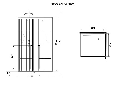 Душевая кабина Niagara Nova ST90/15QL/KL/BKT 90x90 стекло с принтом, без крыши