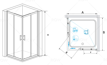 Душевой уголок RGW Passage PA-31B 100x100 прозрачное, черный 02083100-14