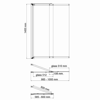 Шторка для ванны WasserKRAFT Main 41S02-100 100x140 см стекло WasserSchutz, с фиксатором