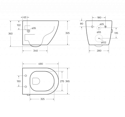 Подвесной унитаз Belbagno Uno BB3105CHR-BS/SC с функцией биде, белый