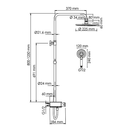 Душевая стойка WasserKRAFT A113.067.058.CH Thermo с термостатом, хром