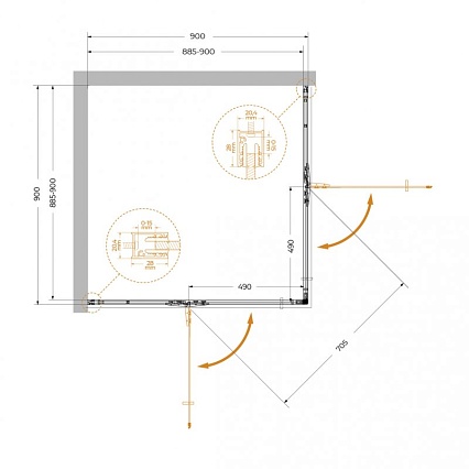 Душевой уголок Cezares Liner 90x90 прозрачный, черный матовый LINER-A-2-90-C-NERO