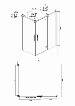 Душевой уголок Ambassador Royal 120x90 18015311-L прозрачный с рисунком, золото