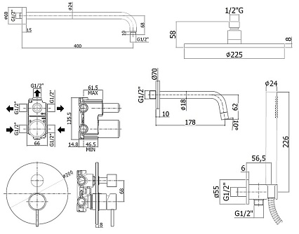 Душевой набор Paffoni Light KITLIG019NO045 черный матовый