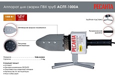 Аппарат для сварки пластиковых труб Ресанта АСПТ-1000А 65/96