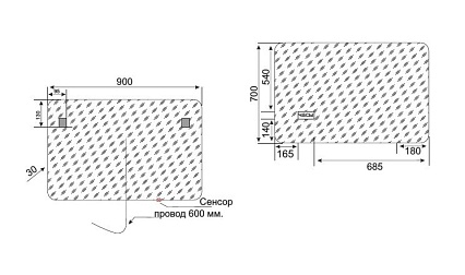 Зеркало Style Line Атлантика 90x70 см с подсветкой, часами СС-00002213