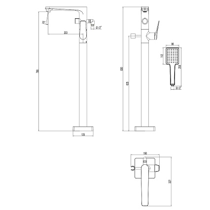 Напольный смеситель Lemark Bronx LM3744GM графит