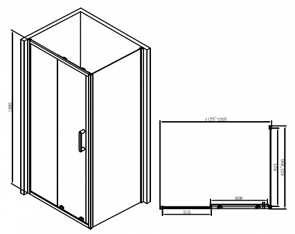 Душевой уголок Abber Schwarzer Diamant 120x90 прямоугольный, черный