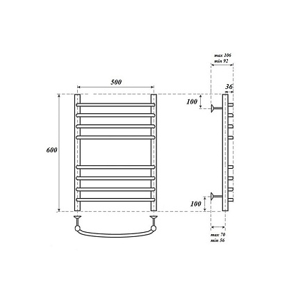 Полотенцесушитель водяной Point PN05156S П8 50x60, хром