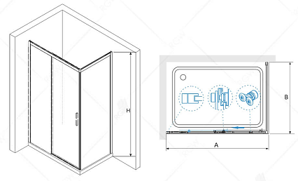Душевой уголок RGW LE-41-1B (LE-12B + Z-060-2B) 160x90 черный, прозрачное 341241169-014