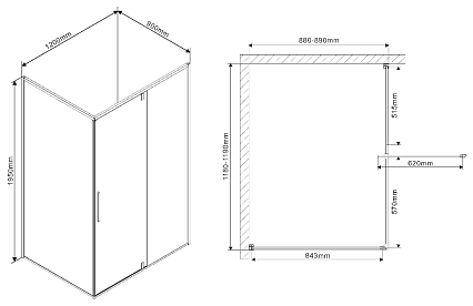 Душевой уголок Vincea Slim VPR-2SL1 120x90 черный, прозрачный, R